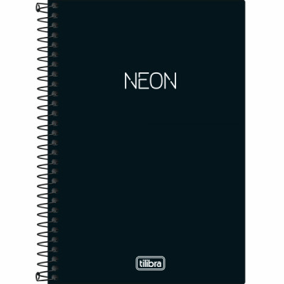 Caderno Neon Capa Plástica  - 1/4 espiral Sem Pauta 80fls Preto - Tilibra