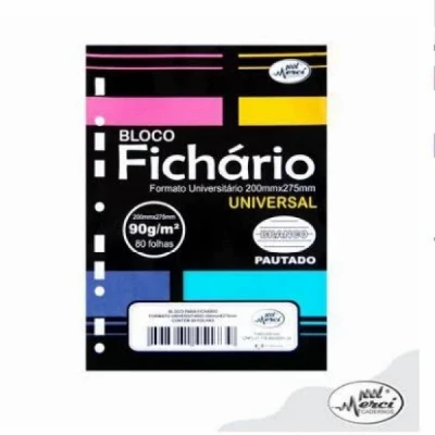 Bloco Refil Fichario Universitario  Branco Pautado  - Universal  90g  80fls - Merci