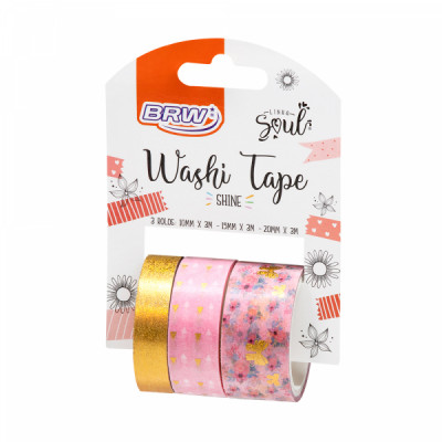 Fita adesiva Washi Tape  Shine Rosa  Wt0401  3un - Brw