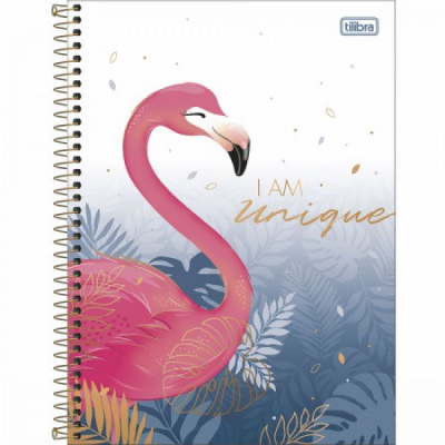 Caderno Universitário Aloha Flamingo - 10 Matérias 160fls - Tlibra