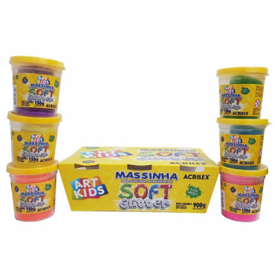 Massa de Modelar Soft Acrilex Glitter c/ 6 potes