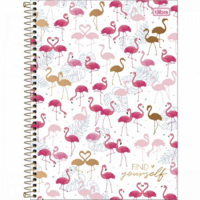 Caderno Universitário Aloha Flamingo - 10 Matérias 160fls - Tlibra