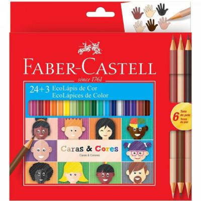 Lápis de Cor Faber Castell 24+3 Caras e Cores - 120124CC